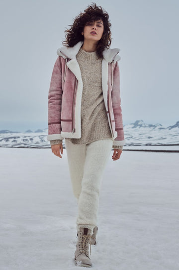 Damen Special Edition B-3 Bomberjacke aus Pelz und Lammfell