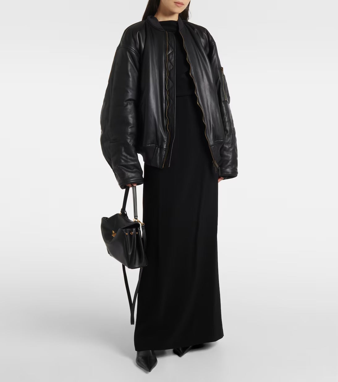 Women's Varsity Style Aviator Bomber Leather Jacket