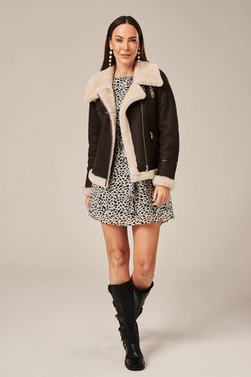 Women's Brown Sheepskin Shearling Leather Jacket