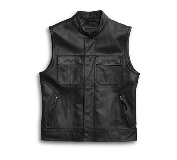 Men's Black Leather Vest