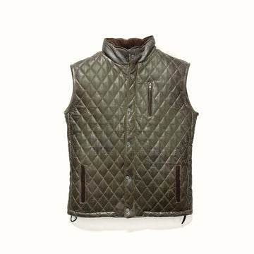 Men's Green Leather Vest