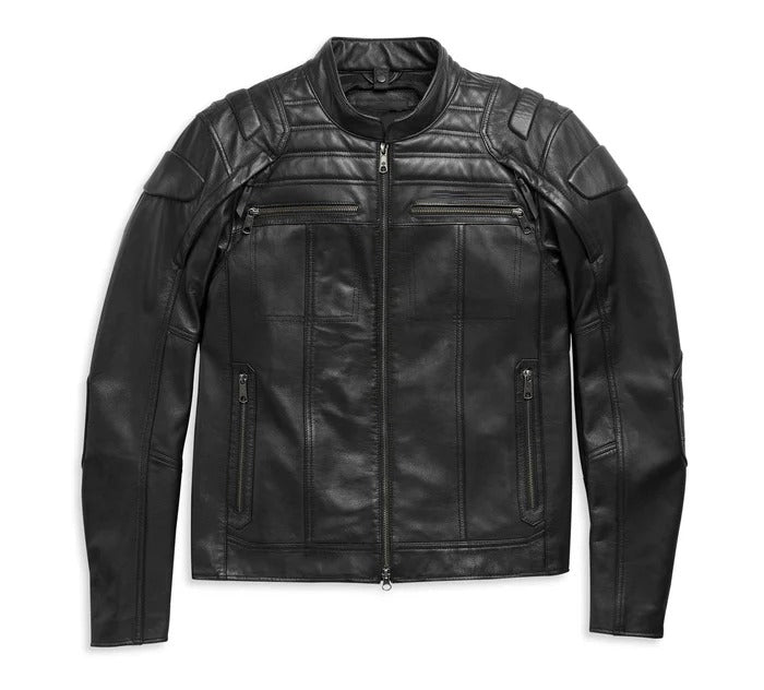 Chaqueta de cuero negra para hombre