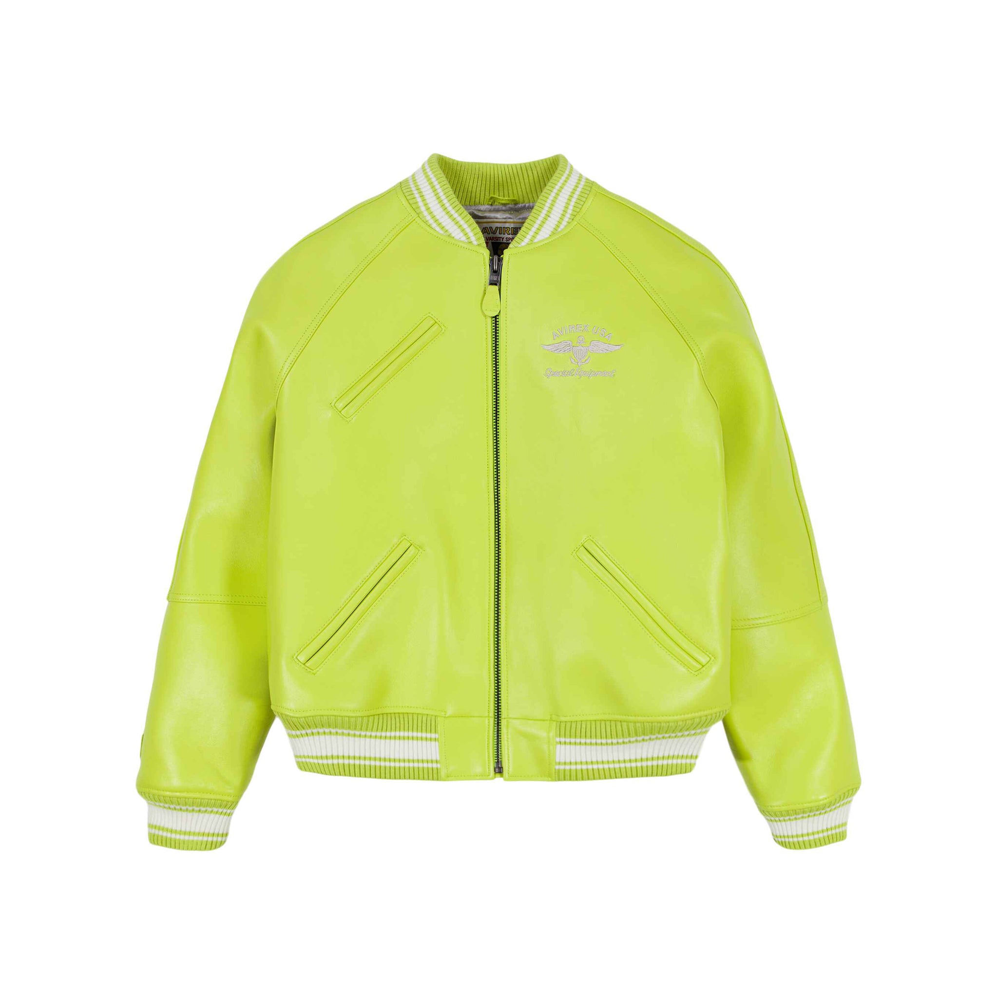 Men's Green Stadium Varsity Leather Bomber Jacket