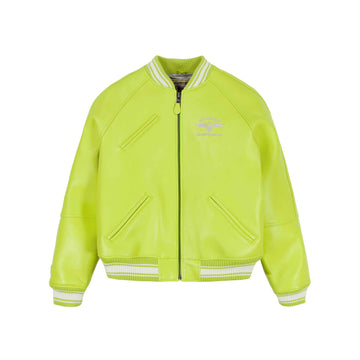 Men's Green Stadium Varsity Leather Bomber Jacket