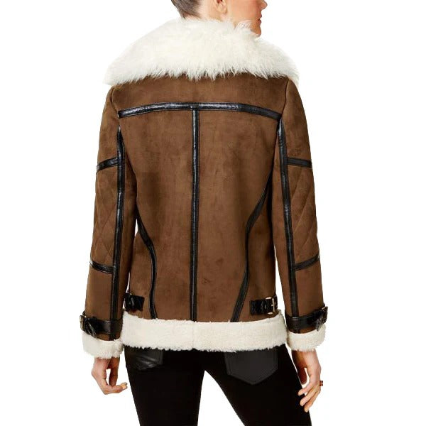Women's Brown Fur Shearling Leather Jacket