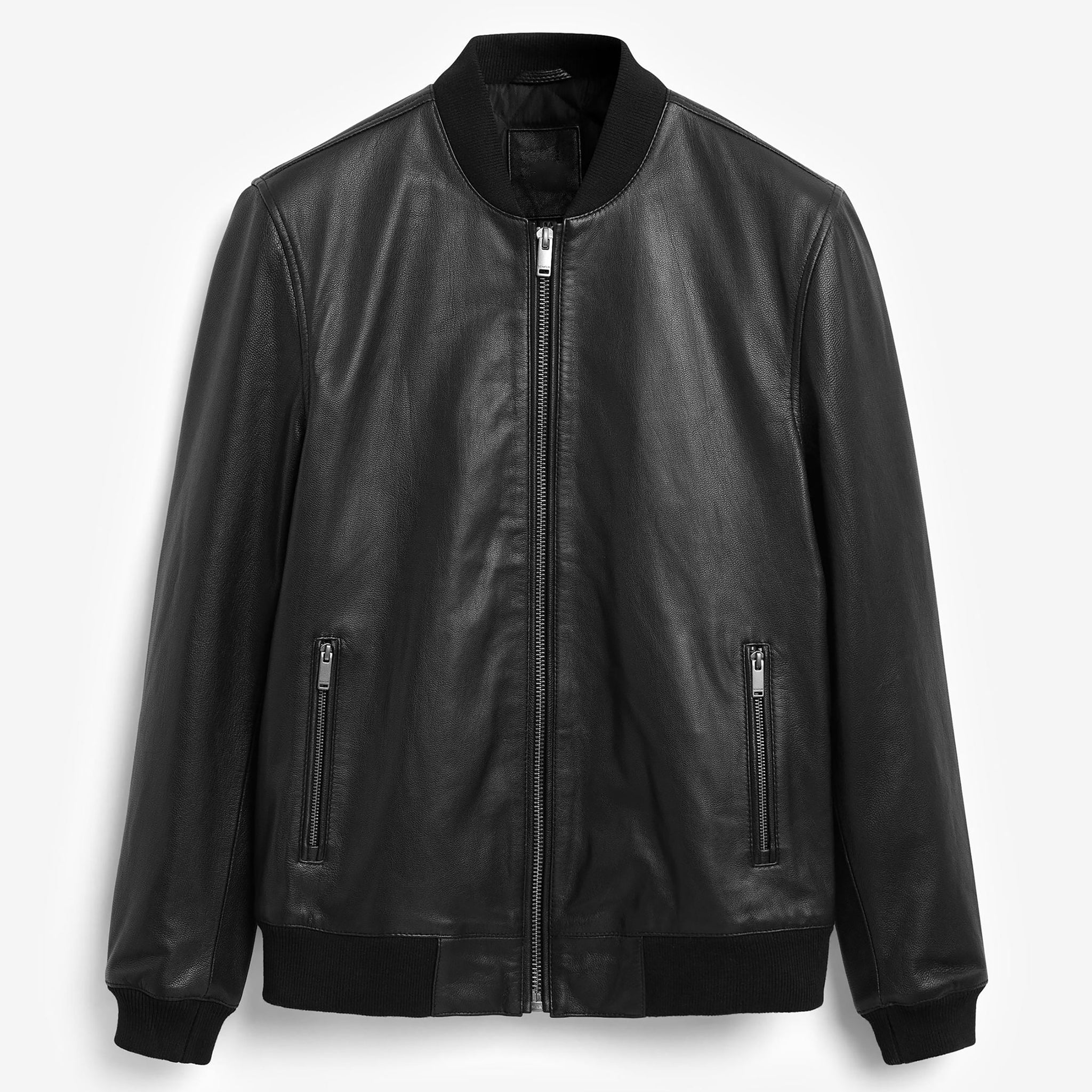 Black Signature Leather Bomber Jacket