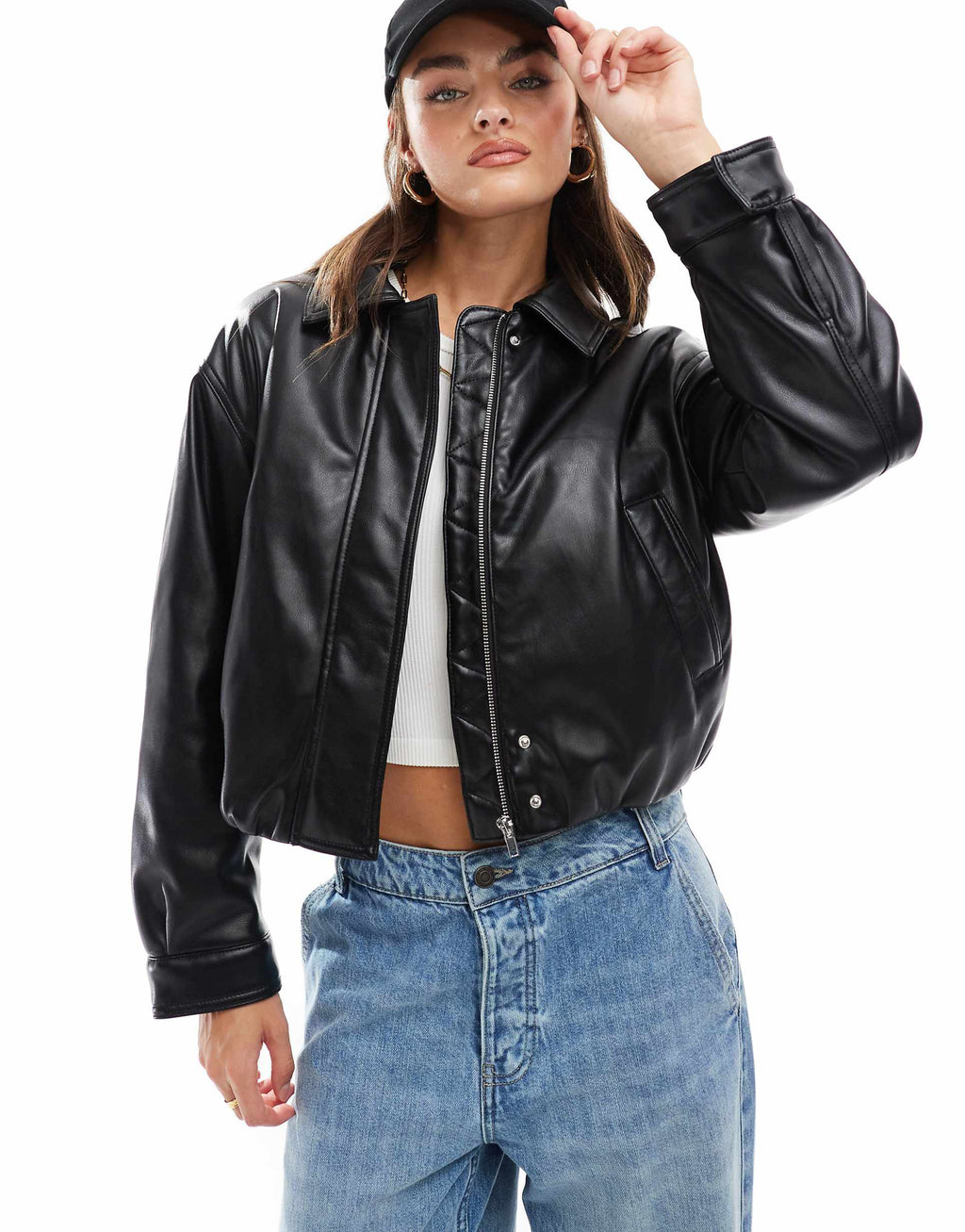 Clean Leather Bomber Jacket