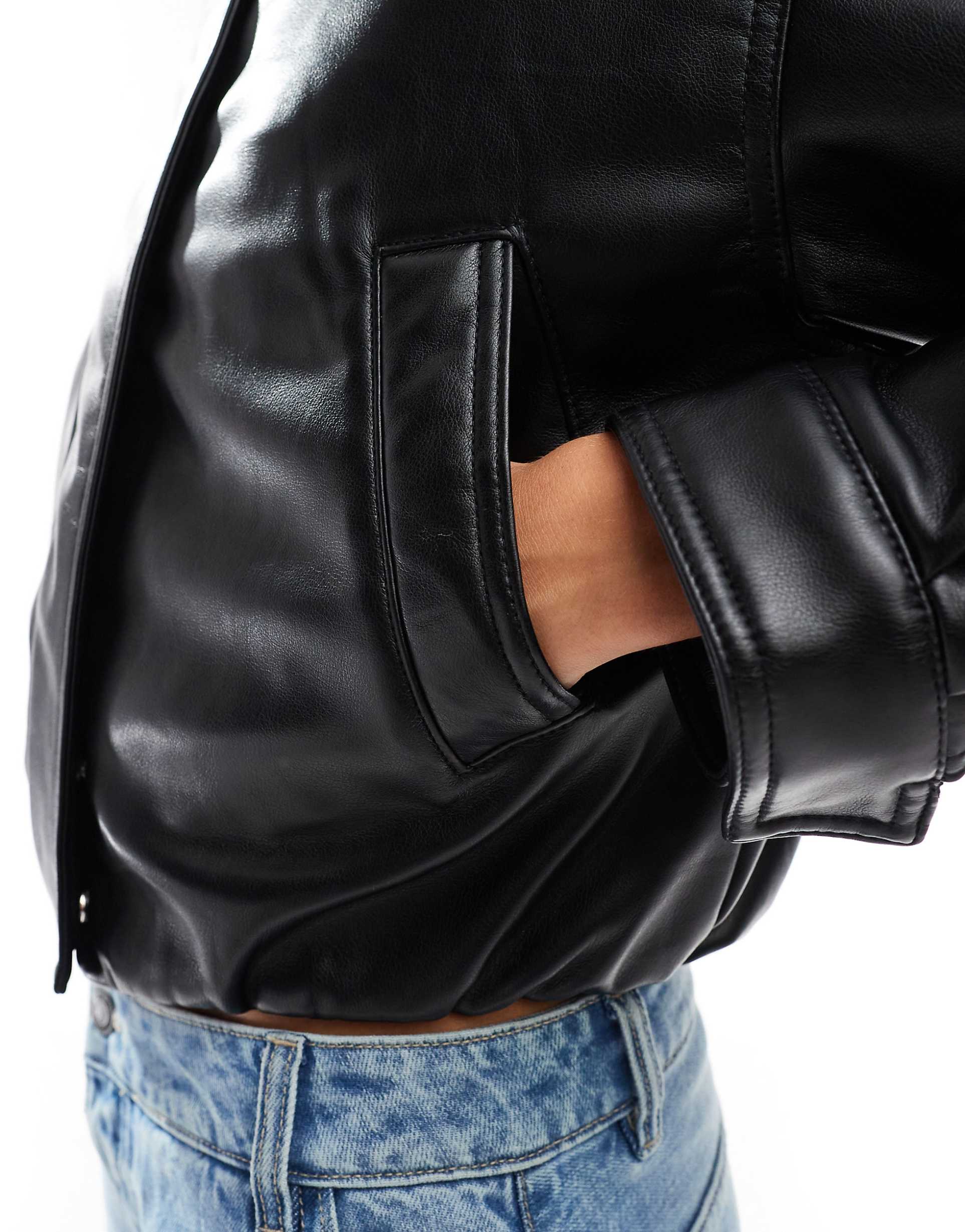Clean Leather Bomber Jacket