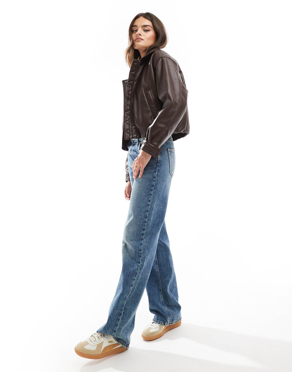 Clean Leather Bomber Jacket