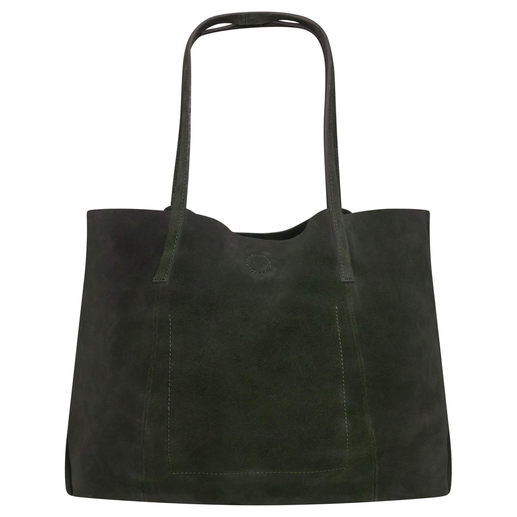 Women Dark Green Cow Suede Everyday Tote Bag