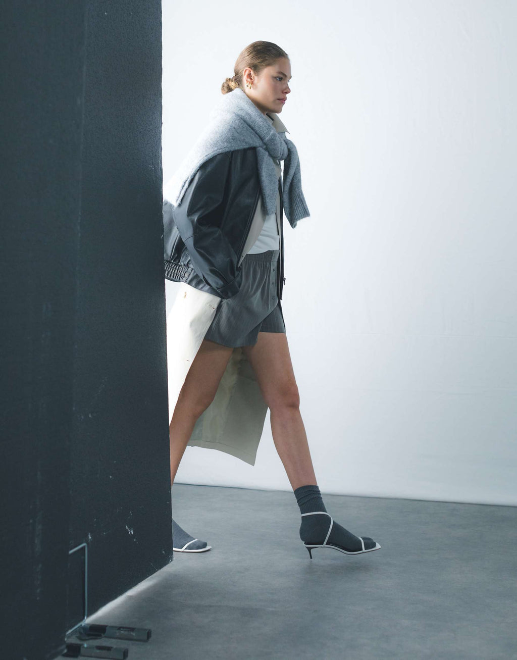 Grain Faux Leather oversized Bomber Jacket