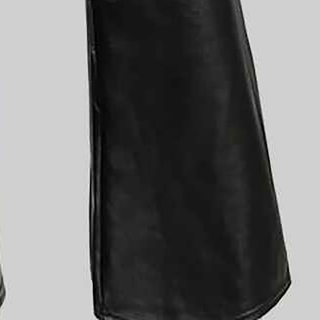 Limited Women's Black Simple Leather Pant Wide Leg