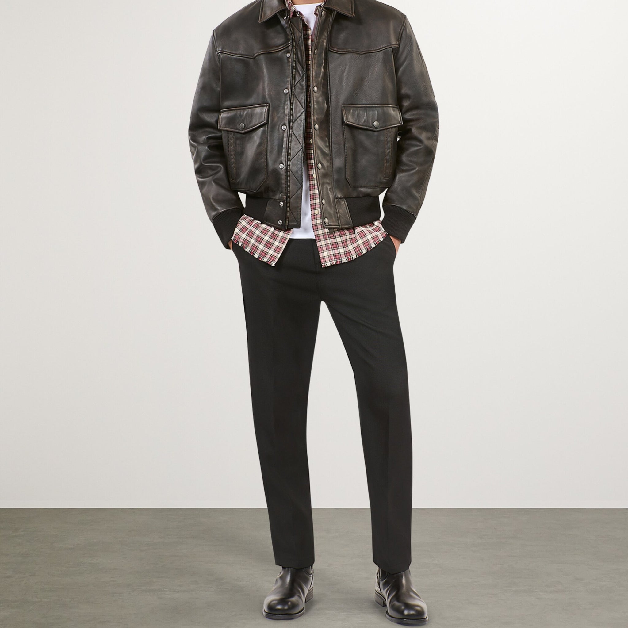 Men Leather Bomber Jacket
