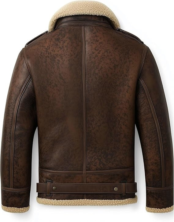 Men's Aviator Brown Shearling Leather Jacket