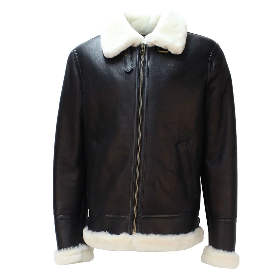Men's B3 Memphis Belle Sheepskin Flying Jacket Black / White