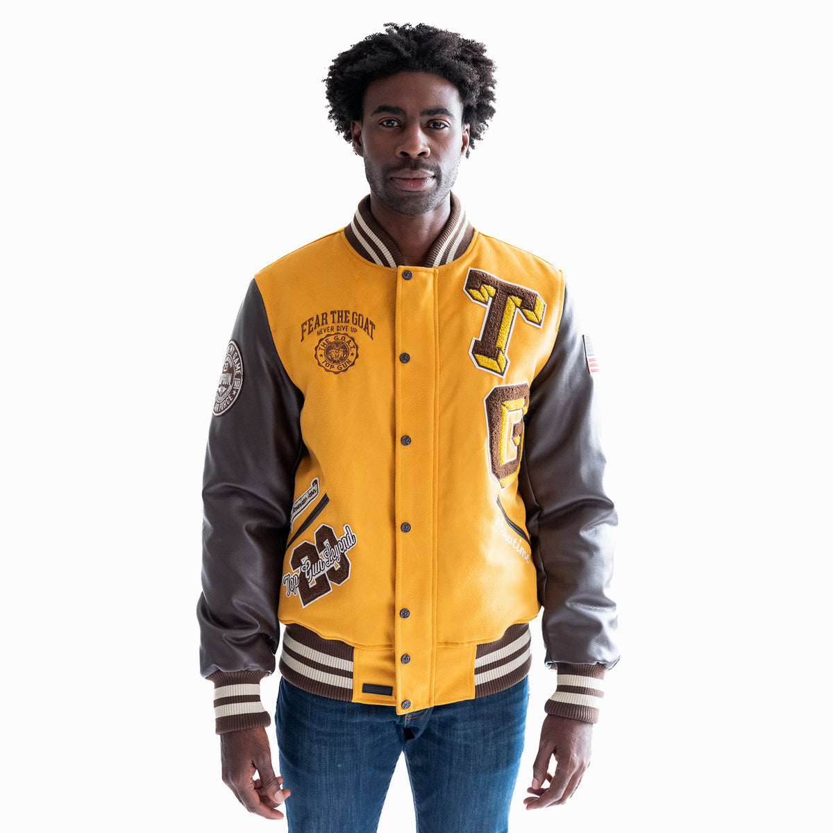 Men's BEAR GOAT Leather Varsity Jacket