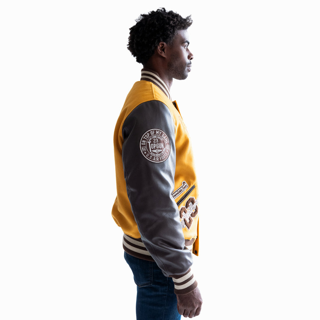 Men's BEAR GOAT Leather Varsity Jacket