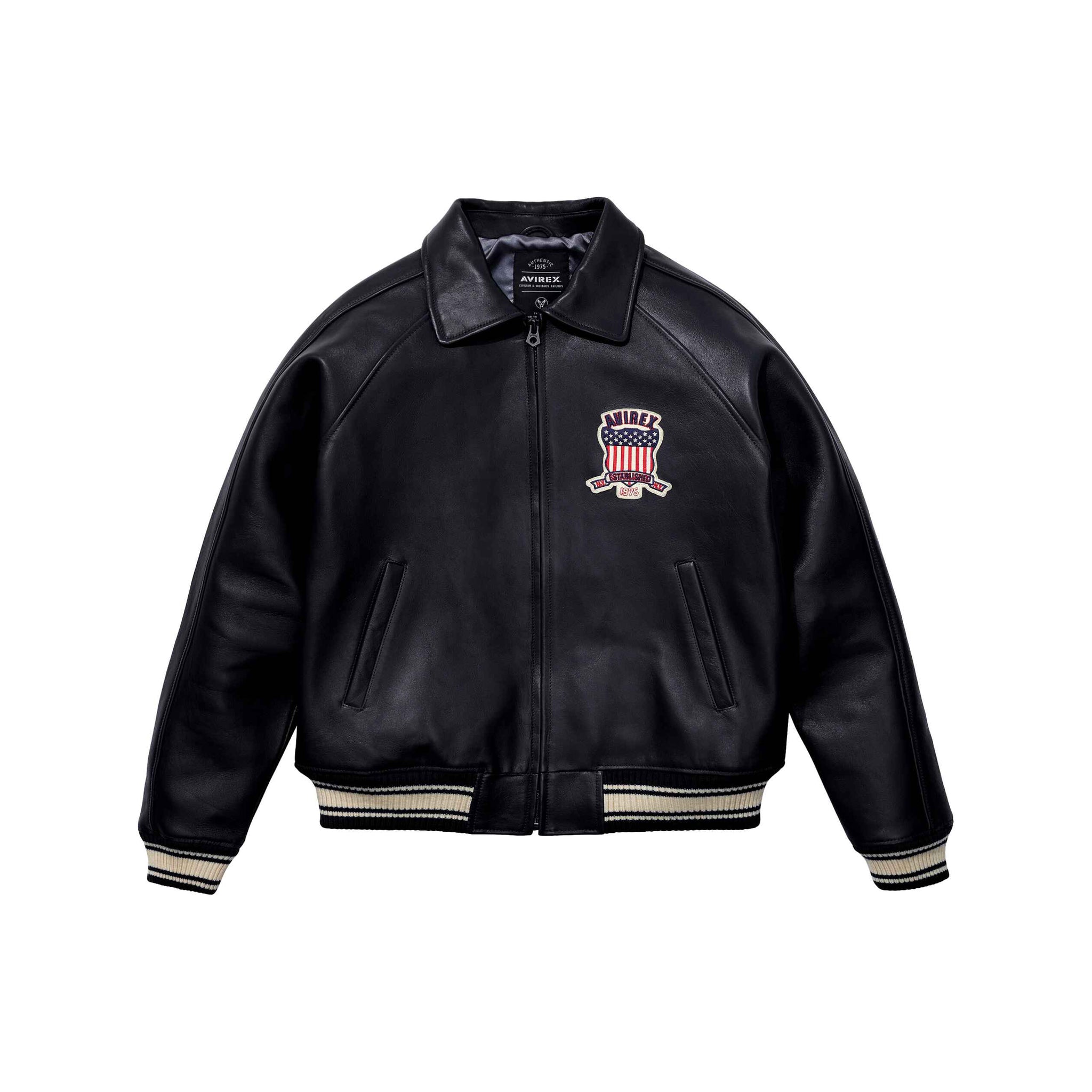 Herren – Icon Varsity – Bomberjacke aus Leder in schwarz