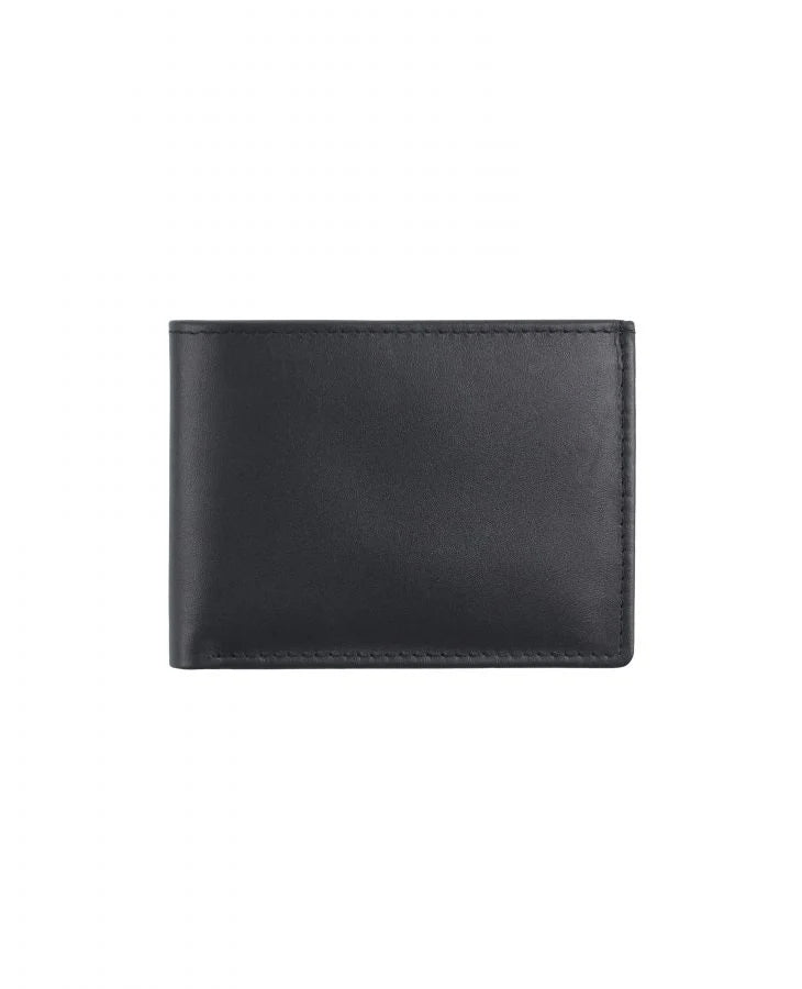 Men's Black Leather Wallet With Two Pockets