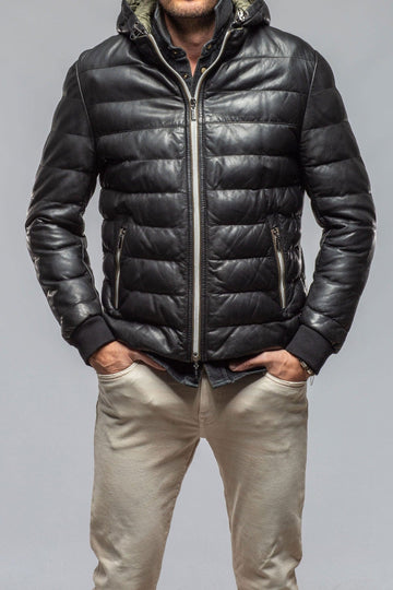 Men's Black Loki Puffer Leather Jacket