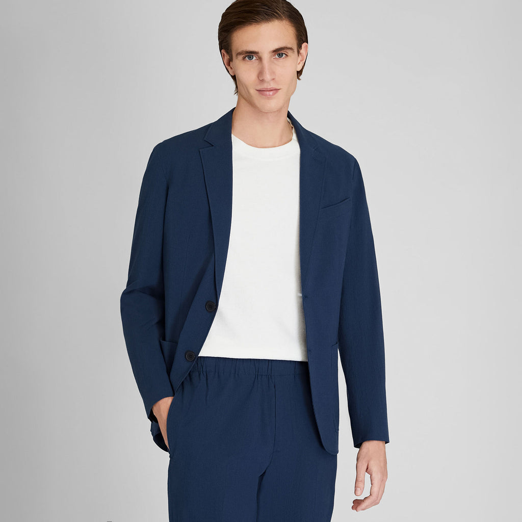 Men's Blue Slim Fit Cotton Blazer