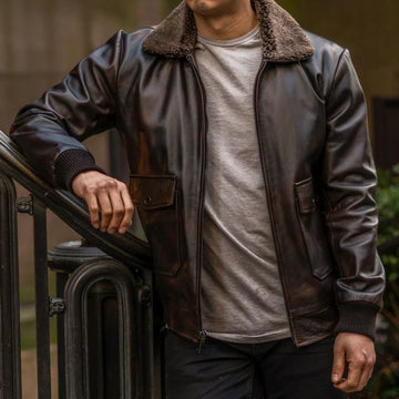 Men's Bomber Flight Jacket Brown