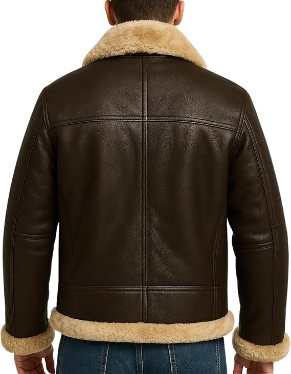 Men's Brown RAF B3 Aviator Bomber Leather Jacket