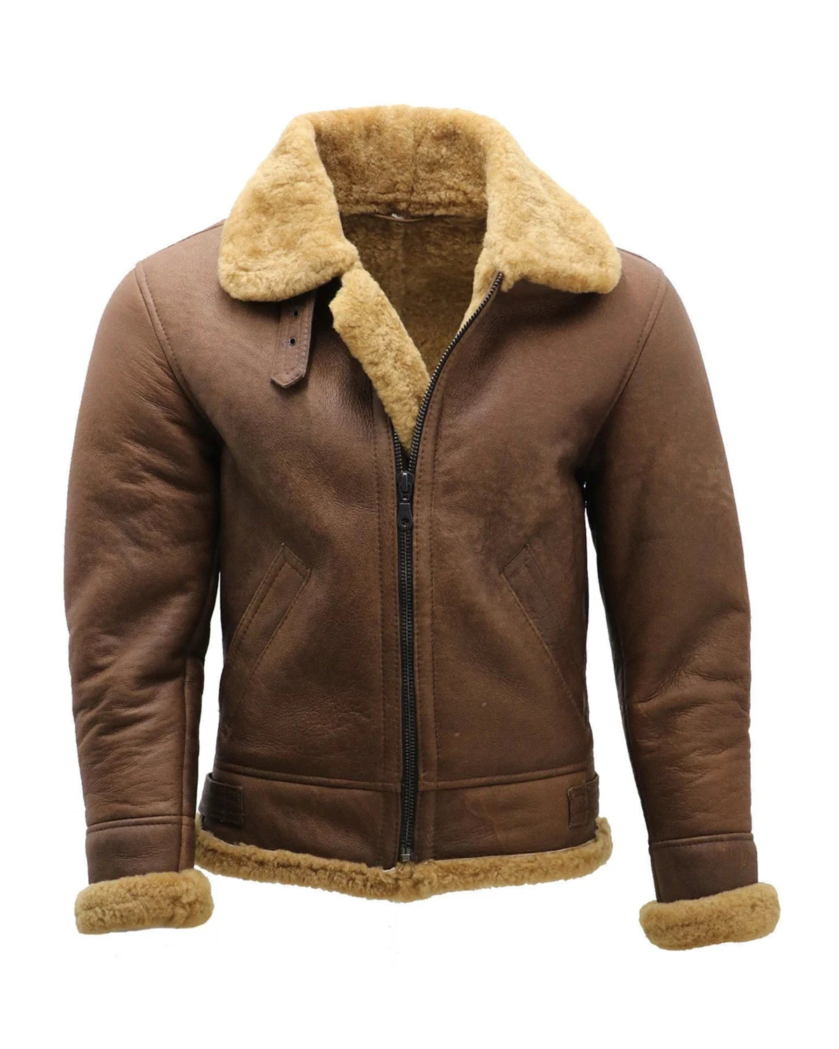 Braune Fliegerjacke aus Schaffell für Herren (RI)