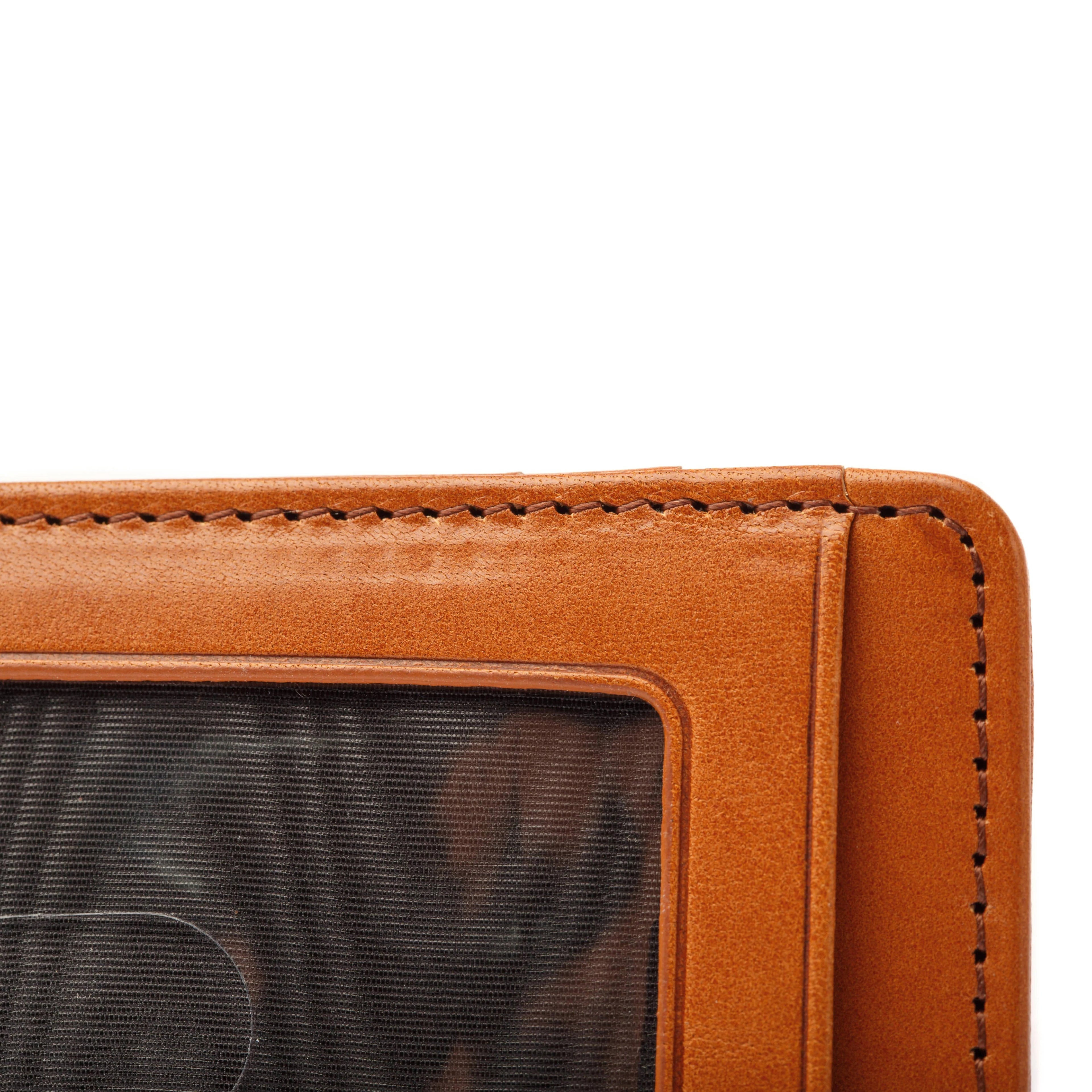 Men's Brown Vitello 7 Pocket I.D Card Case Leather RFID