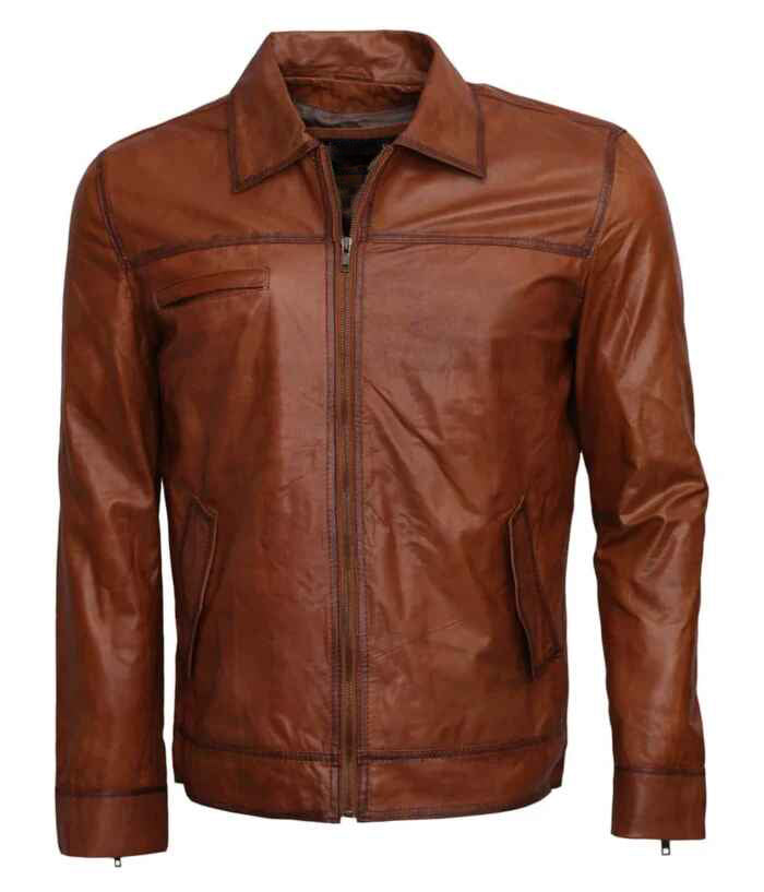 Men's Brown Waxed Leather Jacket
