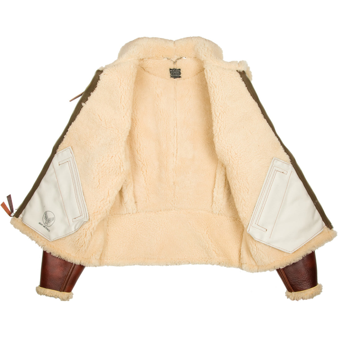 Men's Brown with White Fur Shearling Leather Jacket