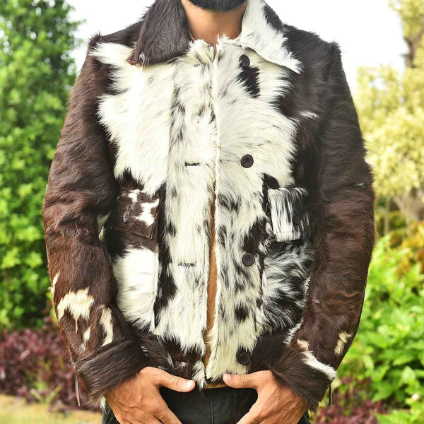 Men's Cowhide Leather Jacket Genuine Pony Skin