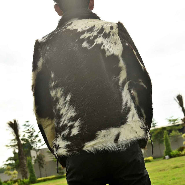 Men's Cowhide Leather Jacket Genuine Pony Skin