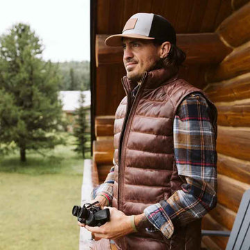 Men's Dark Brown Bridger Leather Down Vest