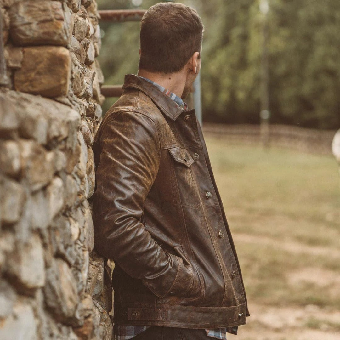 Men's Dark Brown Driggs Leather Jacket