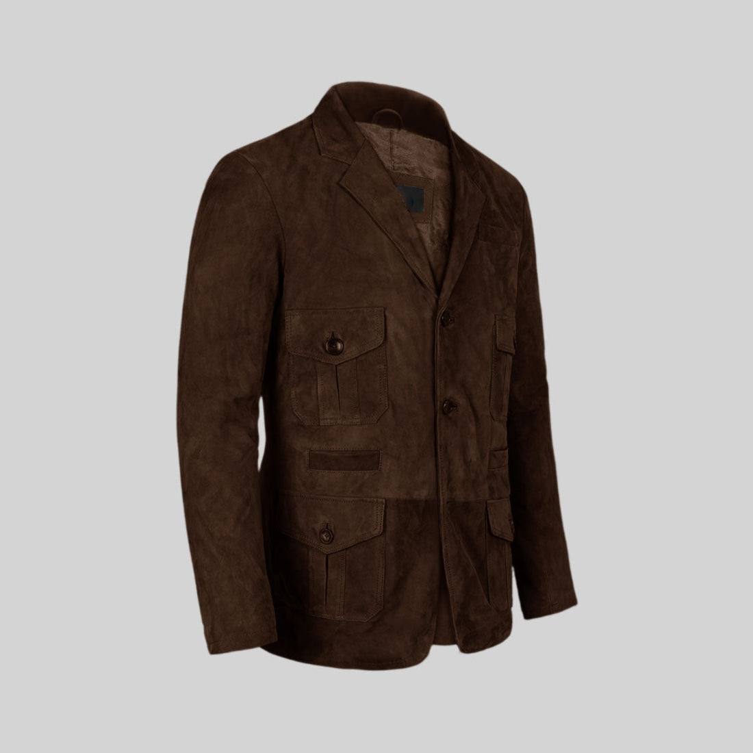 Men's Dark Brown Three Button Leather Blazer