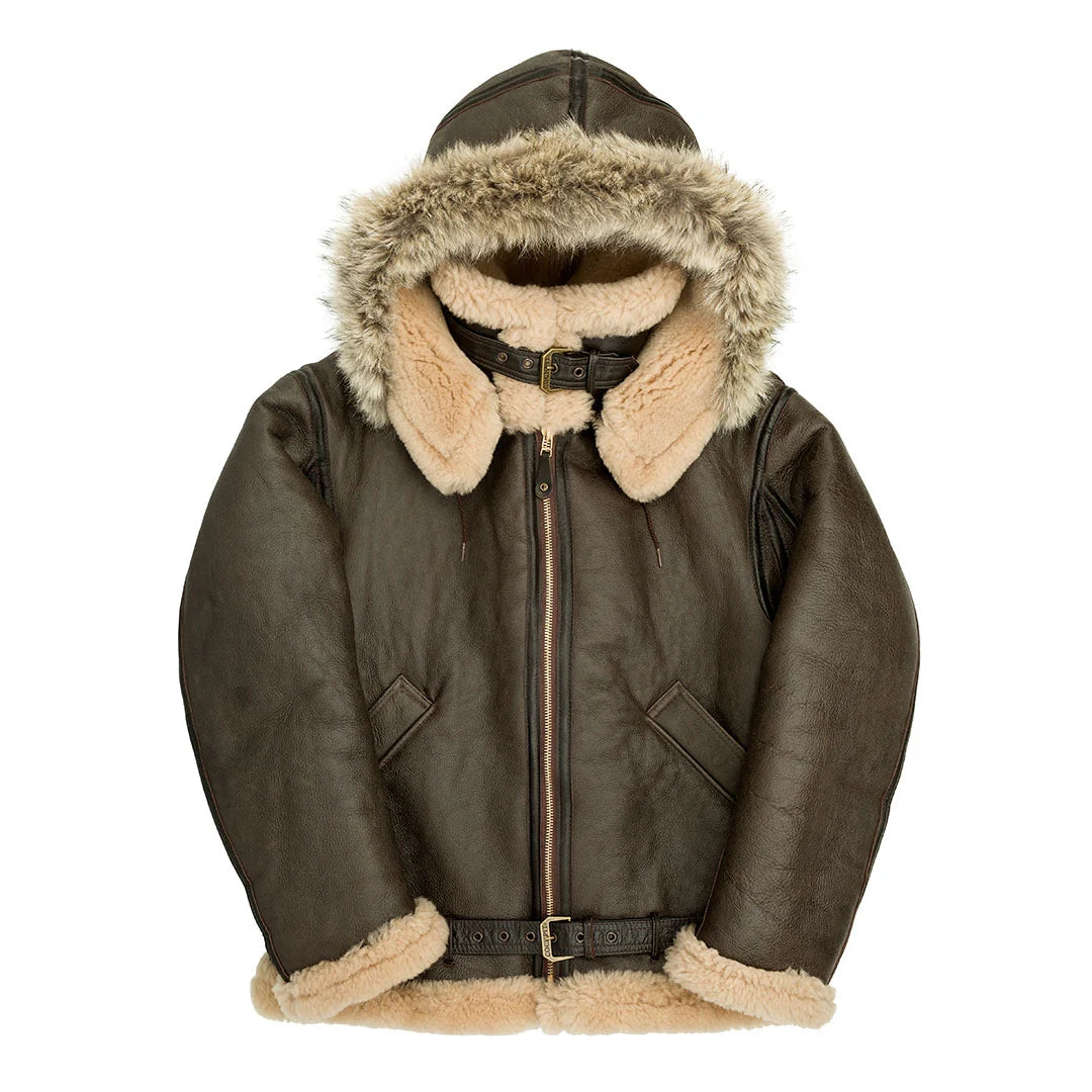 Chaqueta de piel con capucha Dunkerque RAF para hombre