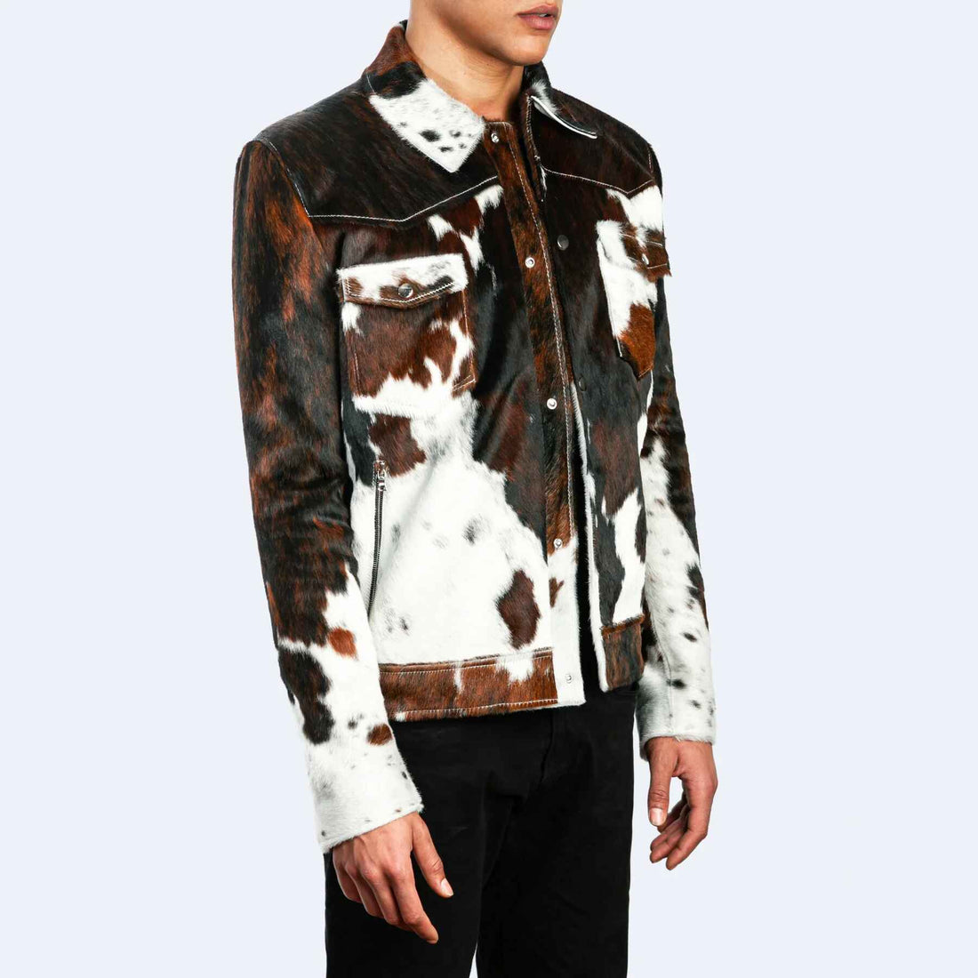 Men's Frederick Two Front Pockets Cow Hide Leather Jacket