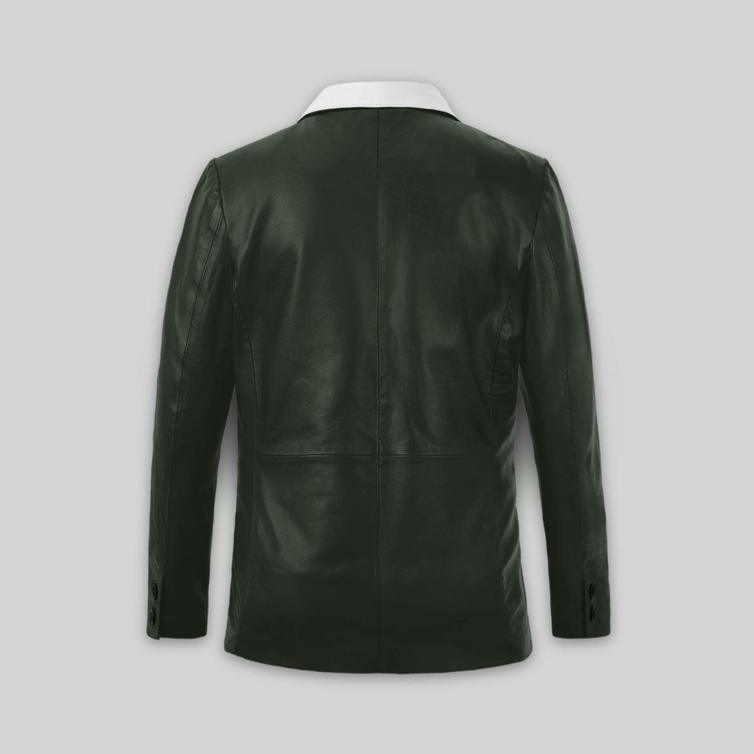 Men's Green Hampton Leather Blazer With White Stripes