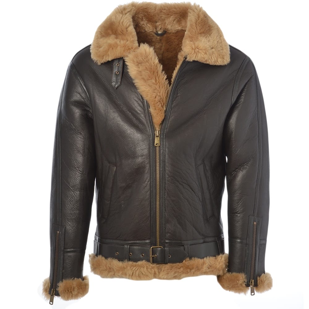 Strapazierfähige Herrenjacke aus Schafsleder mit Reißverschluss