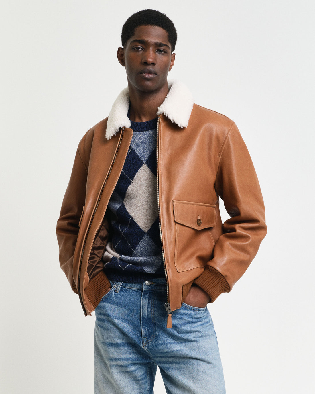 Men's Leather Aviator Jacket
