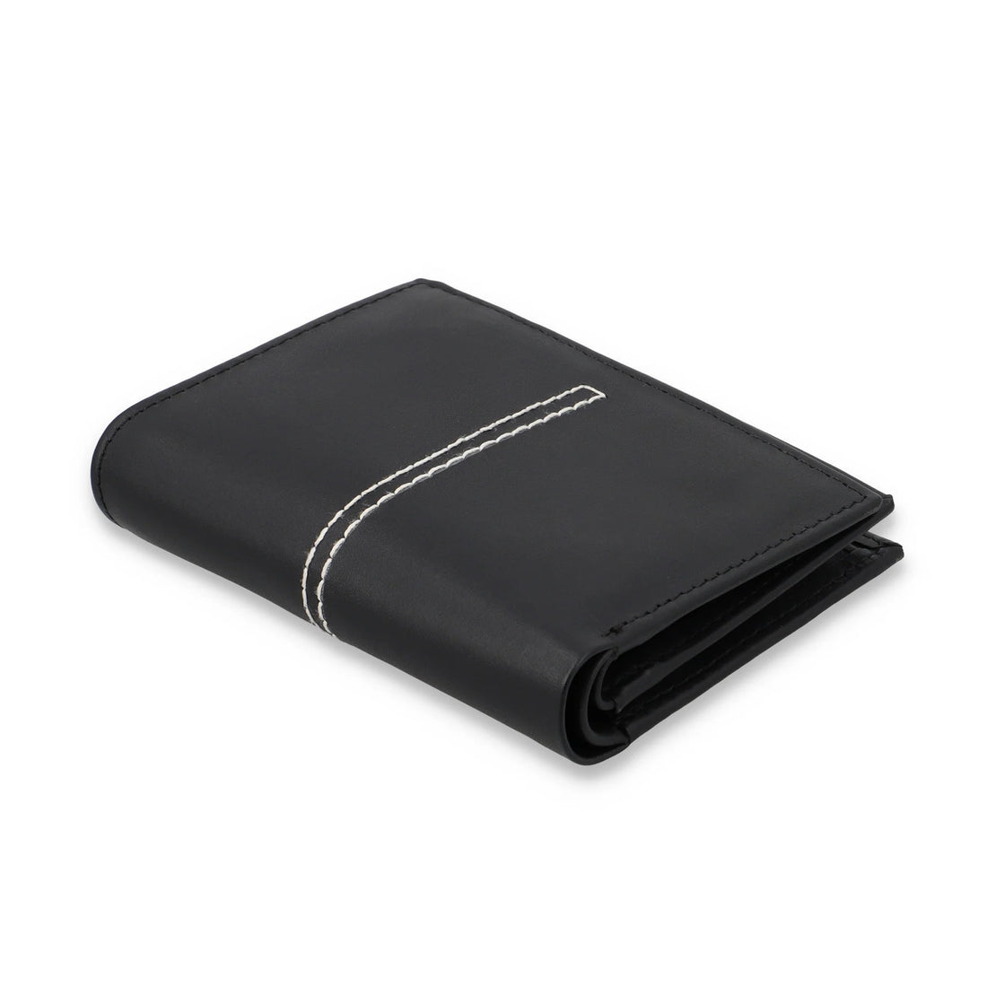 Men's Leather Wallet in Black and Brown with Six Card Slots