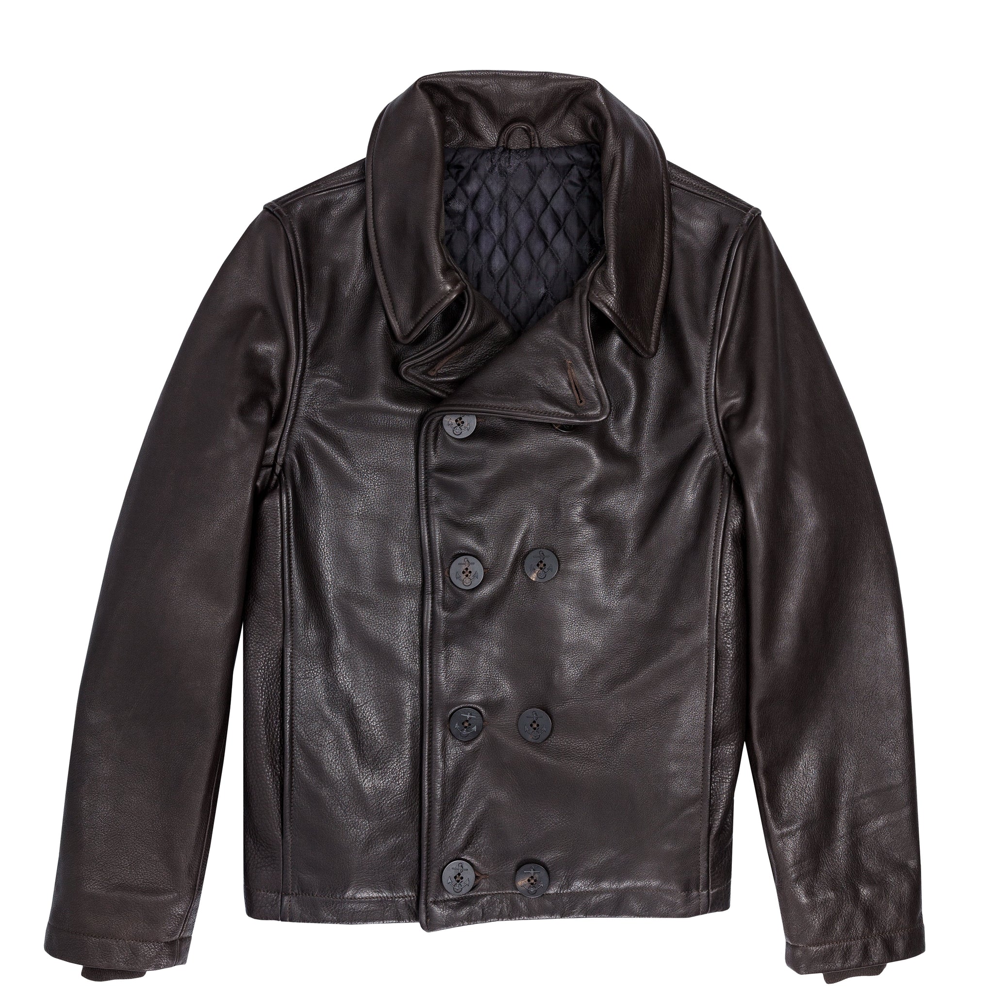 Men's Naval Short Leather Jacket in Brown