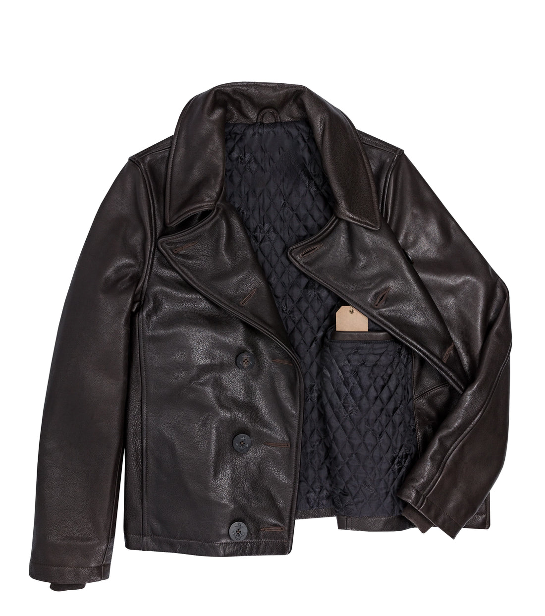 Men's Naval Short Leather Jacket in Brown