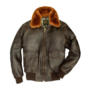 Men's Navy Lambskin G-1 Flight Jacket (Long)