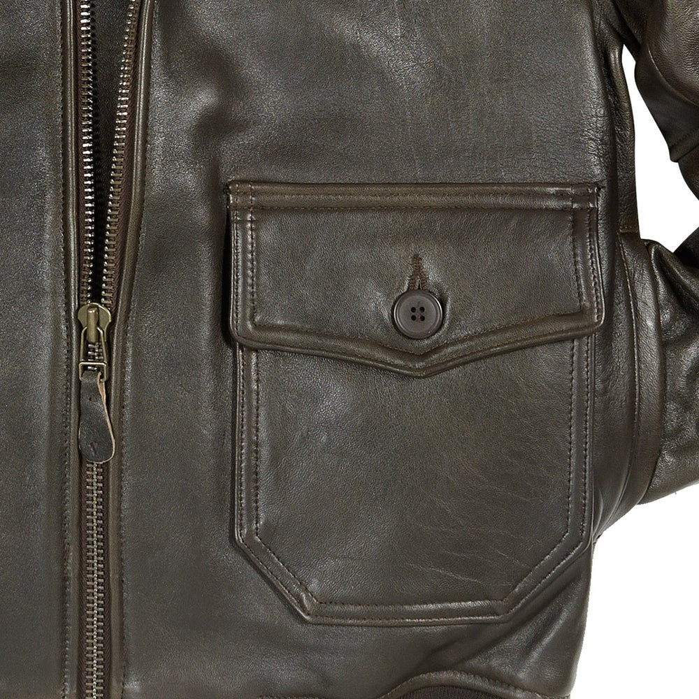 Men's Navy Lambskin G-1 Flight Jacket (Long)