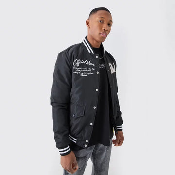 Men's Nylon Badges Varsity Jacket