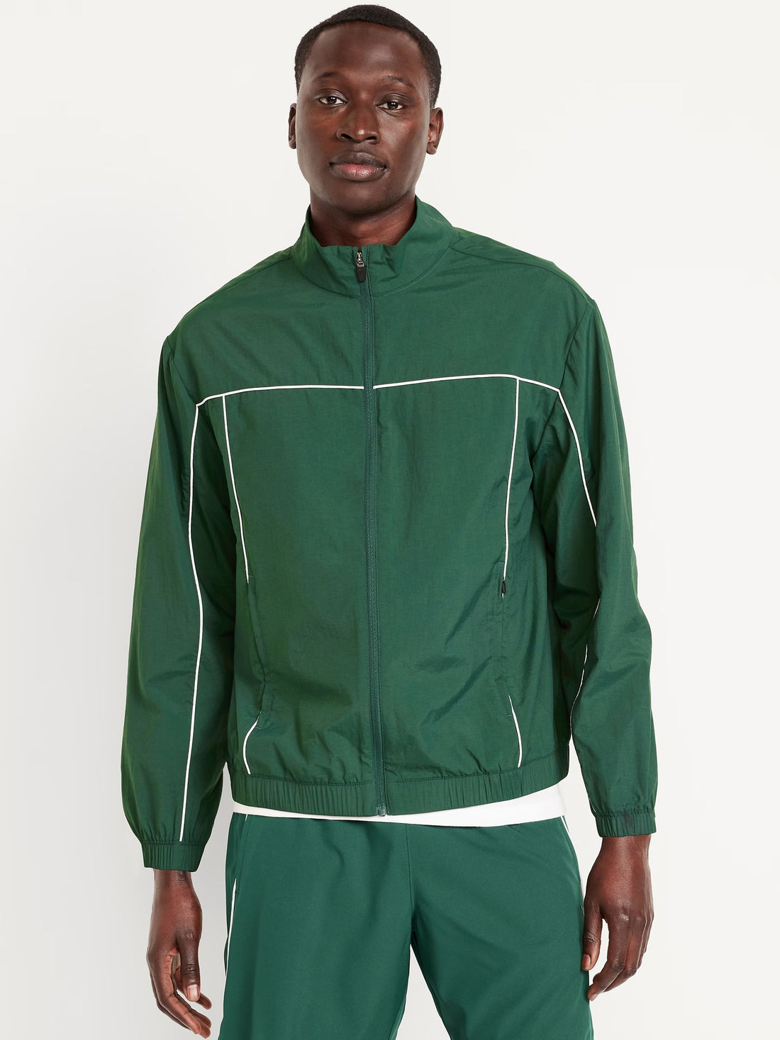 Men's Nylon Light Weight Track Jacket in Plant Green