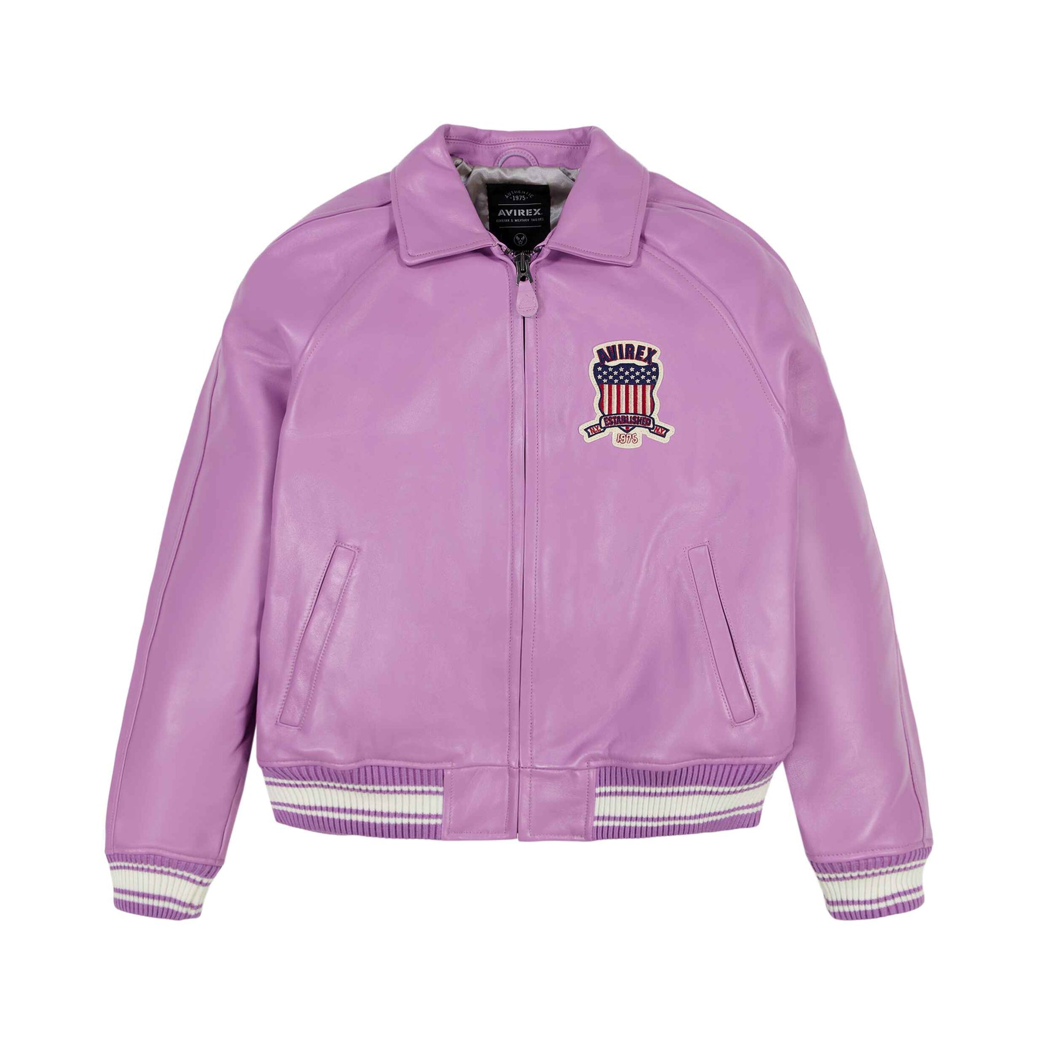 Men's Pink Icon Varsity Leather Bomber Jacket