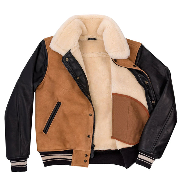 Men's Pro Shearling Varsity Fur Leather Jacket